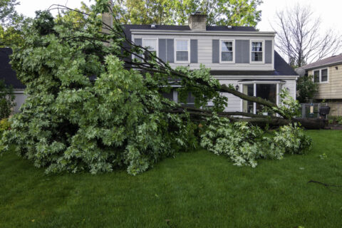 storm damaged home