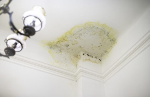 water damage to a ceiling