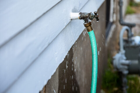 water damage from an outdoor faucet leak