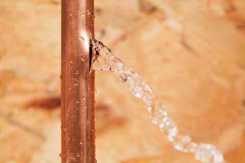 water damage from a broken pipe